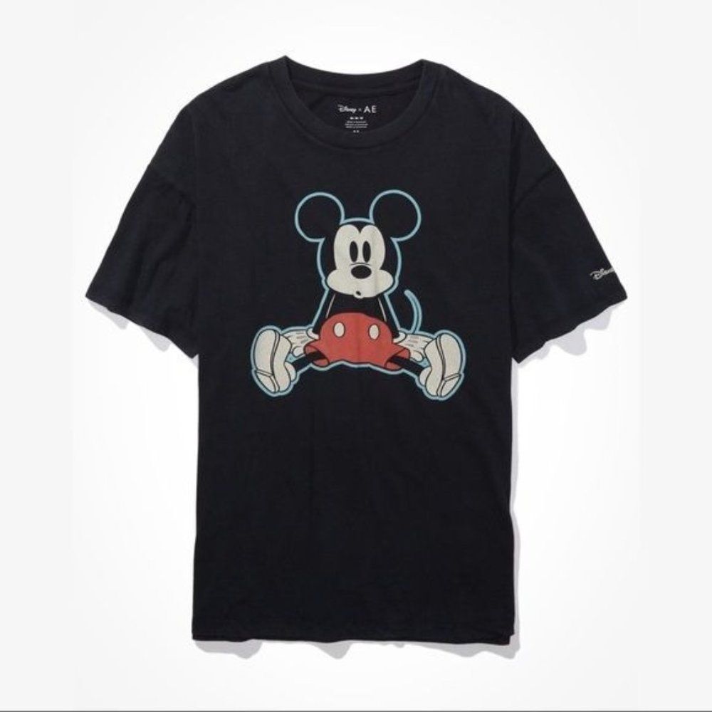 Disney x AE Vintage Mickey Mouse Graphic Tee Black XS NWOT Retro T-Shirt